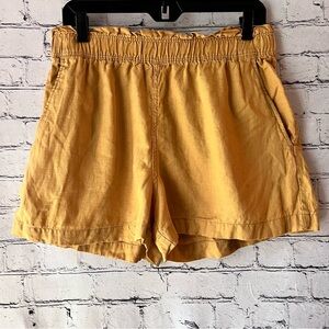 H&M Linen High Waist‎ Paper Bag Elastic Waist Shorts Size Medium